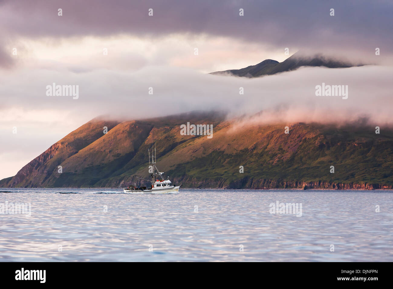 A Commercial Salmon Fishing Boat Motors Nearby King Cove In