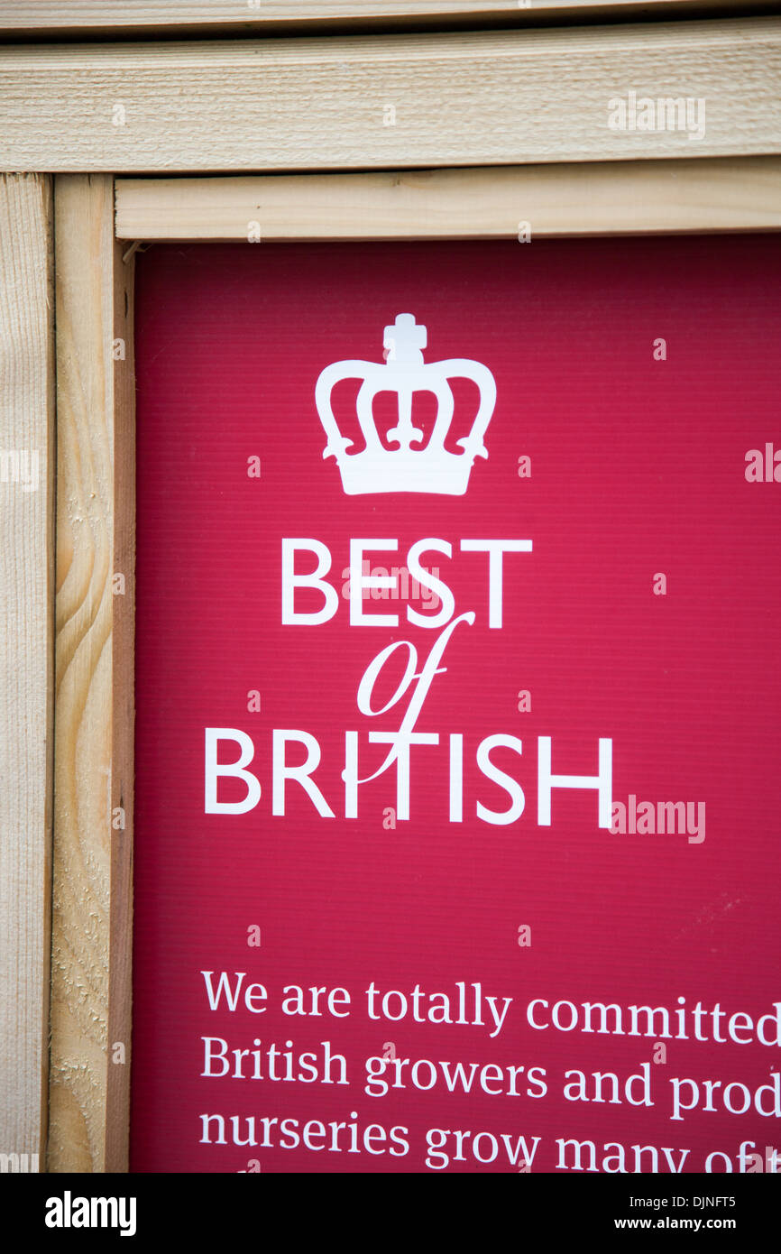 A Best of British sign at Bridgemere Nursery and Garden World Cheshire England UK Stock Photo