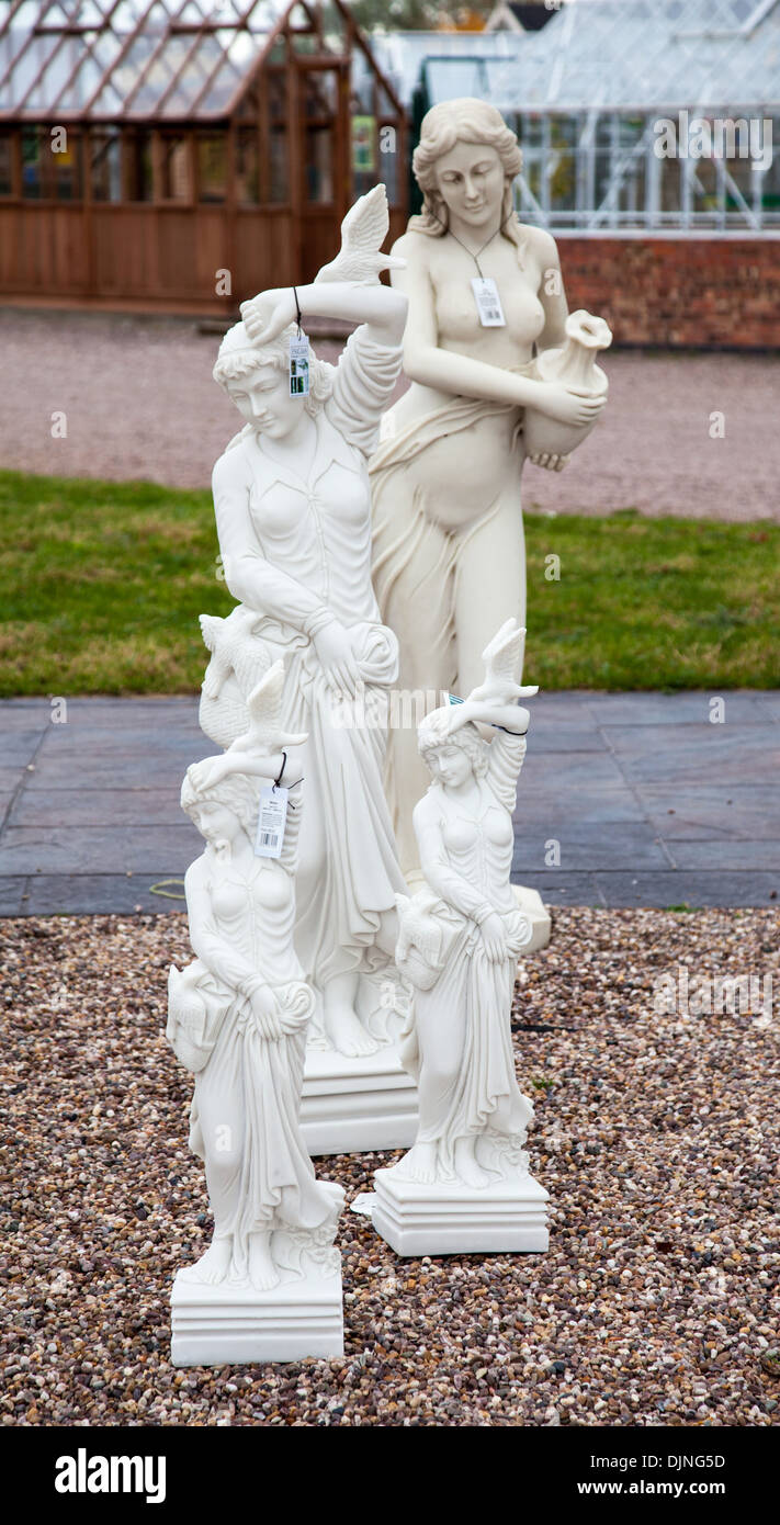 Alabaster or marble statues and garden ornaments for sale at Bridgemere  Nursery and Garden World Cheshire England UK Stock Photo - Alamy