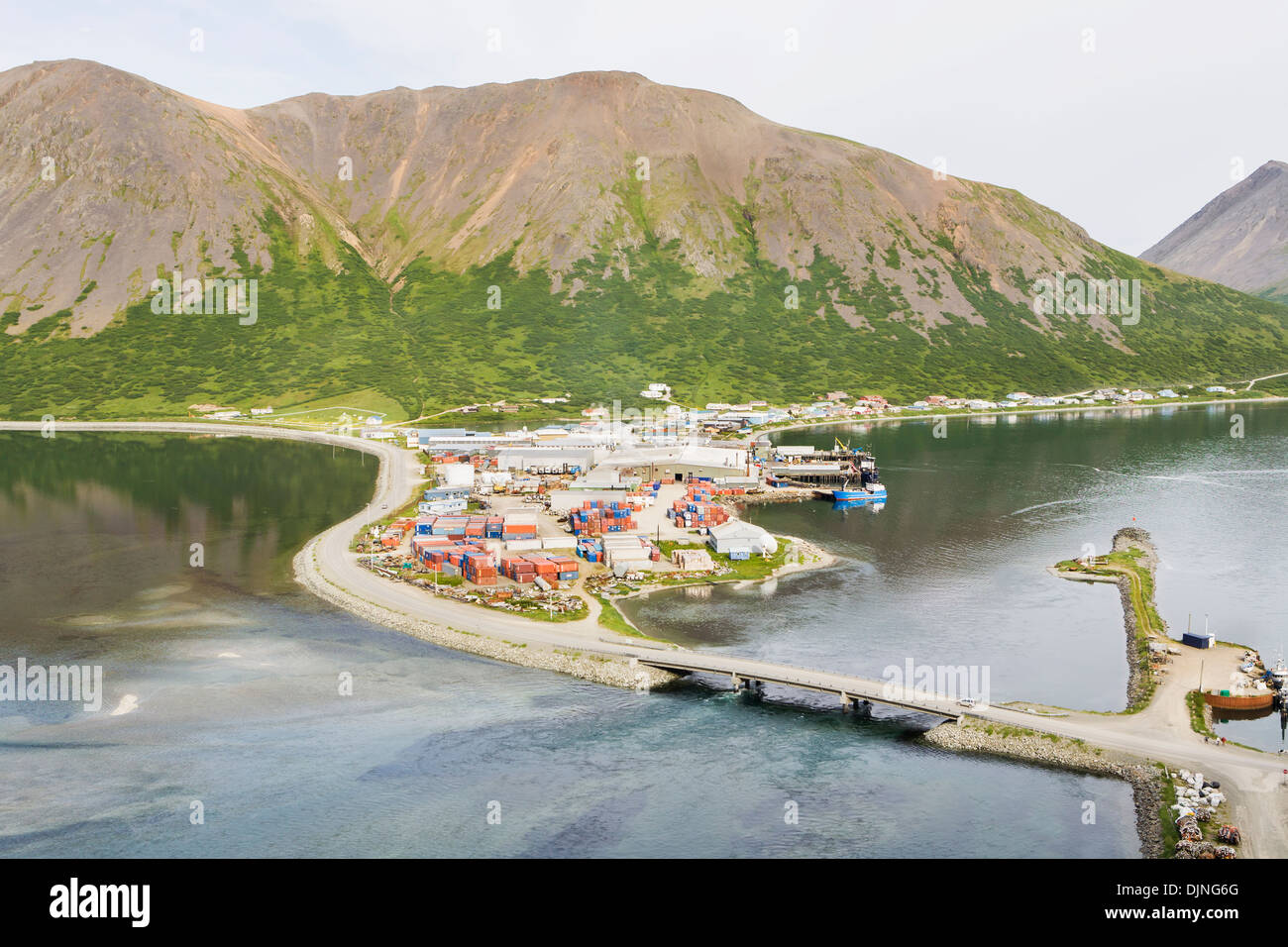 View Of The City Of King Cove And King Cove Lagoon, The Fish Cannery Complex And Dock Covers