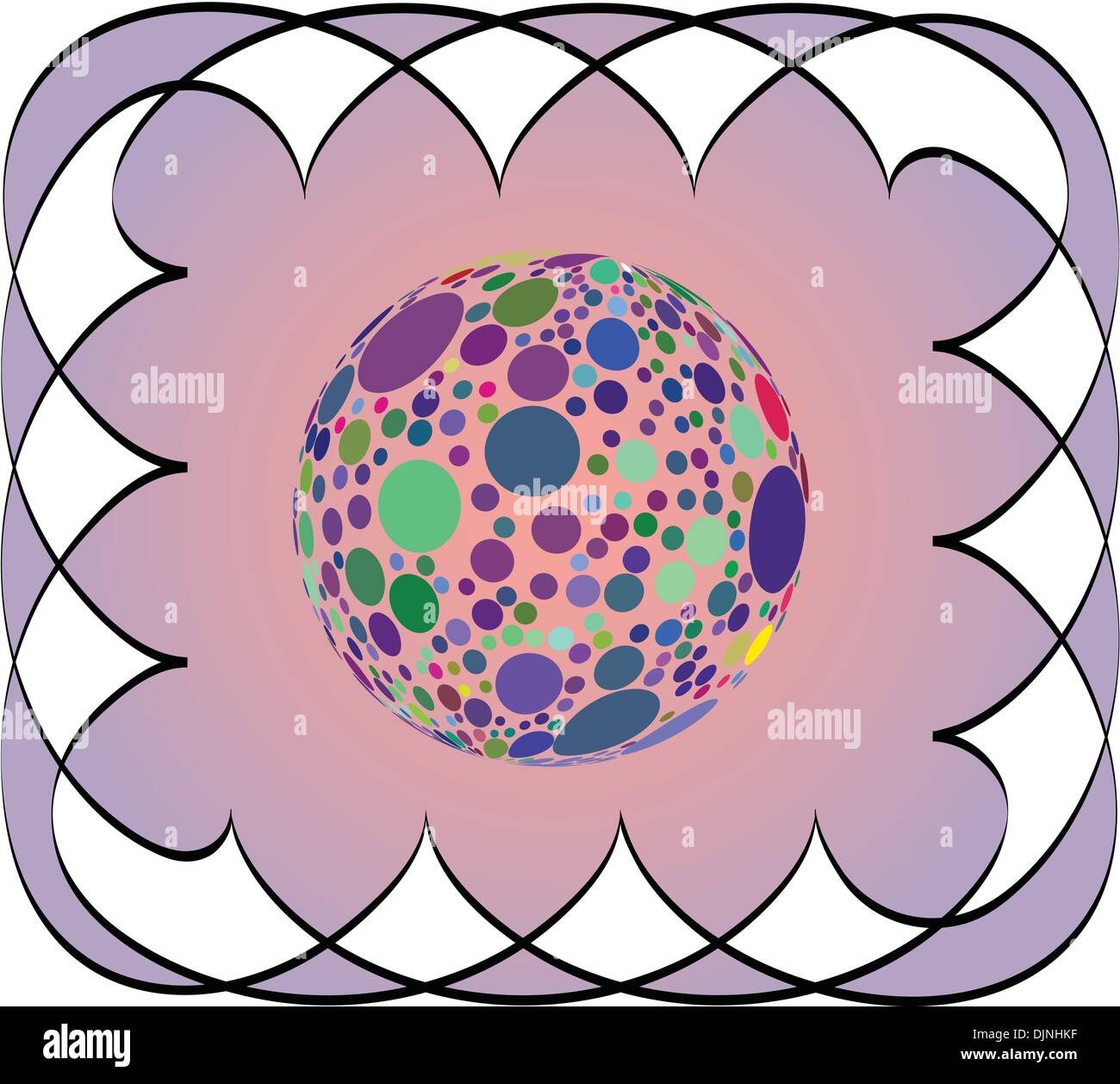 disco ball in black line frame Stock Vector