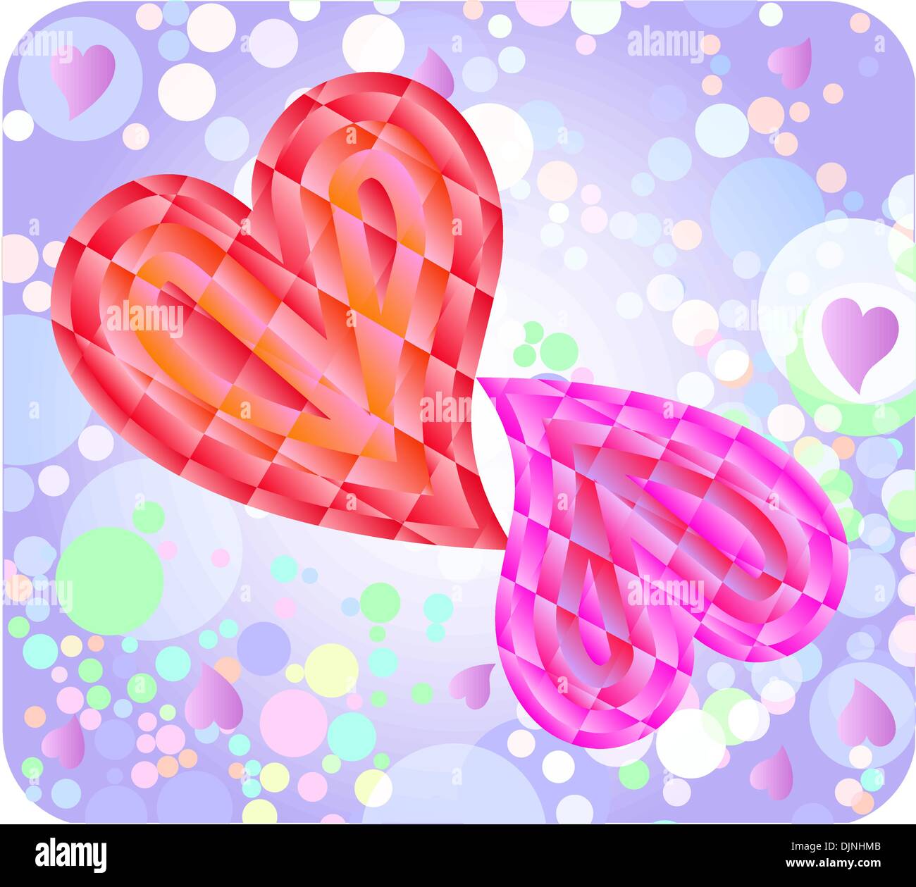 two hearts against colorful background Stock Vector