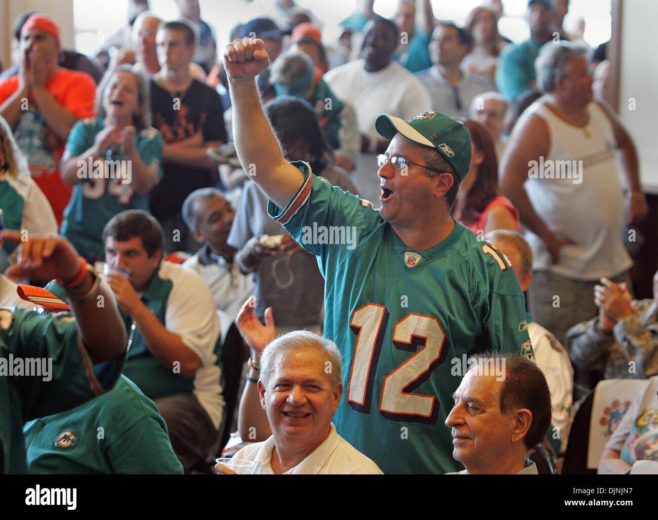 Apr 26, 2008 - Miami Gardens, Florida, USA - GEORGE BAZOS, Coral Springs,  cheers the Dolphins selection of Jake Long as the first pick of the NFL  draft. Bazos is a Dolphins