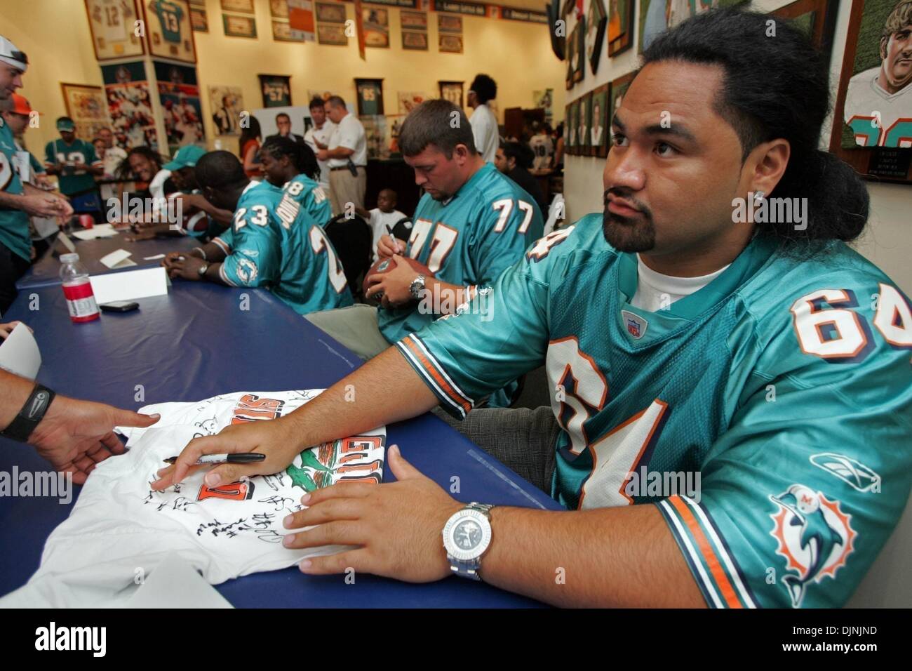 Apr 26, 2008 - Delray Beach, Florida, USA - SAMSON SATELE signs autographs at the Dolphin's draft party held at Dolphin Stadium.  (Credit Image: Â© Lannis Waters/Palm Beach Post/ZUMA Press) RESTRICTIONS: * U.S. Tabloid Rights OUT * Stock Photo