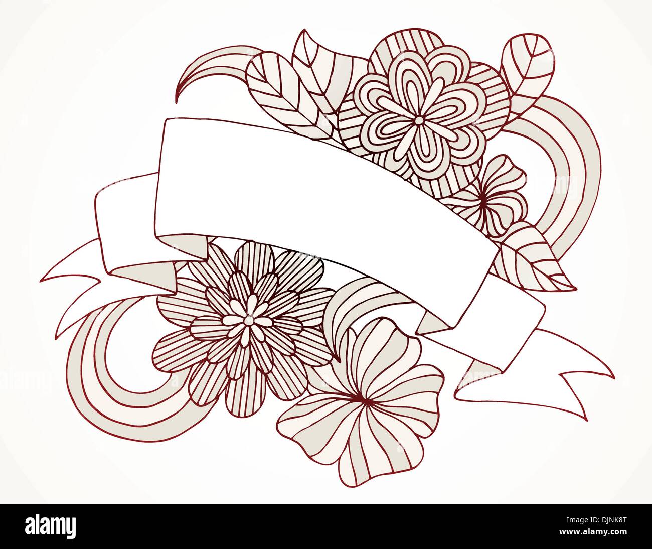 Hand drawn flowers and banner Stock Vector Image & Art - Alamy
