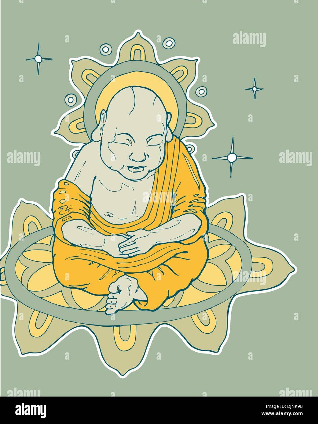 Green yellow mandala hand Stock Vector Images - Alamy