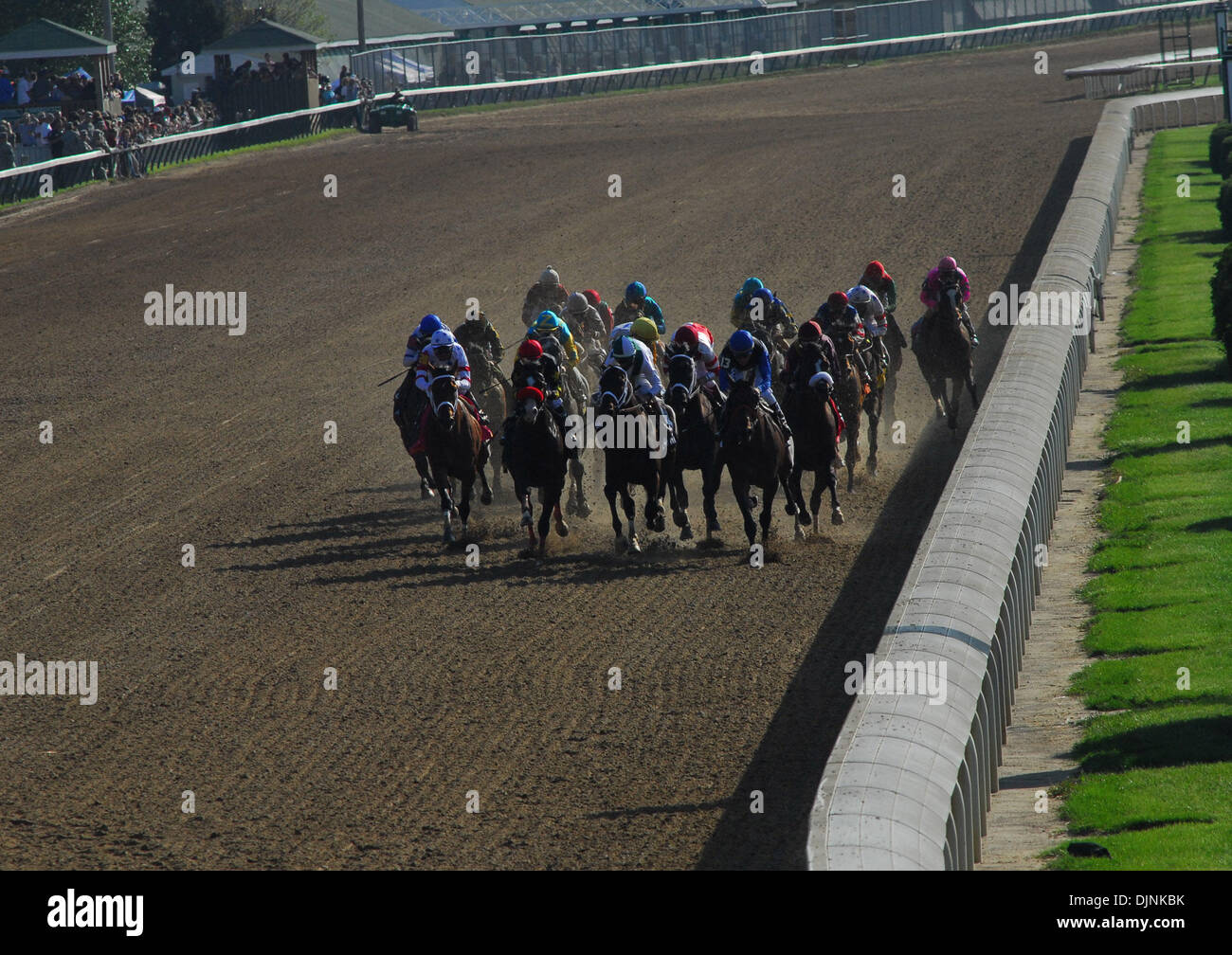 The field approached the third turn in the 134th Kentucky Derby. Big