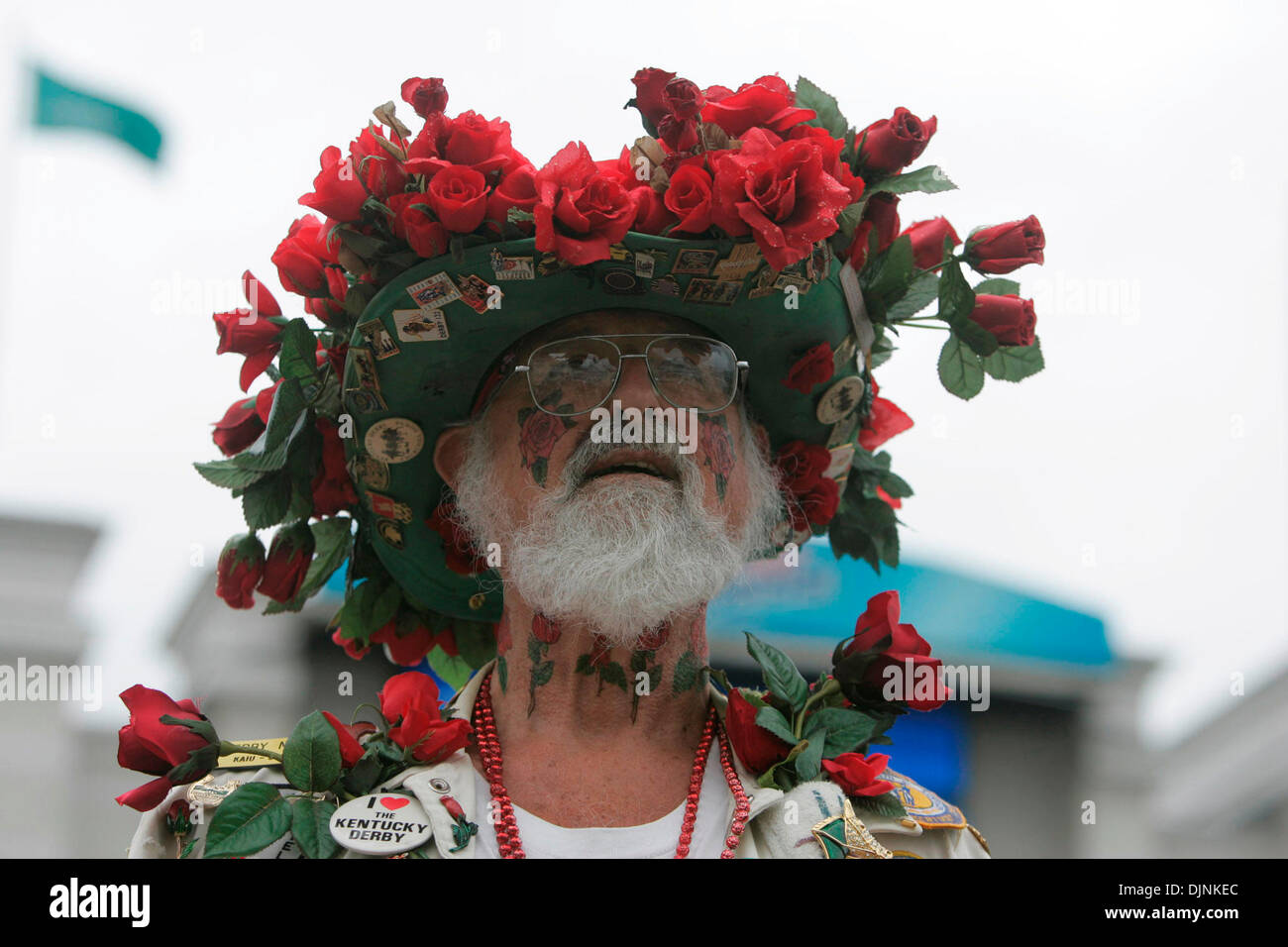 Charles M. Matasich, also known as Derby Man, from Proctorville, Oh., is attending his 41st Derby at the 134th running of the Kentucky Derby Saturday May 3, 2008, at Churchill Downs, Louisville, Ky. Photo by Tim Gruber  (Credit Image: © Lexington Herald Leader/ZUMA Press) Stock Photo