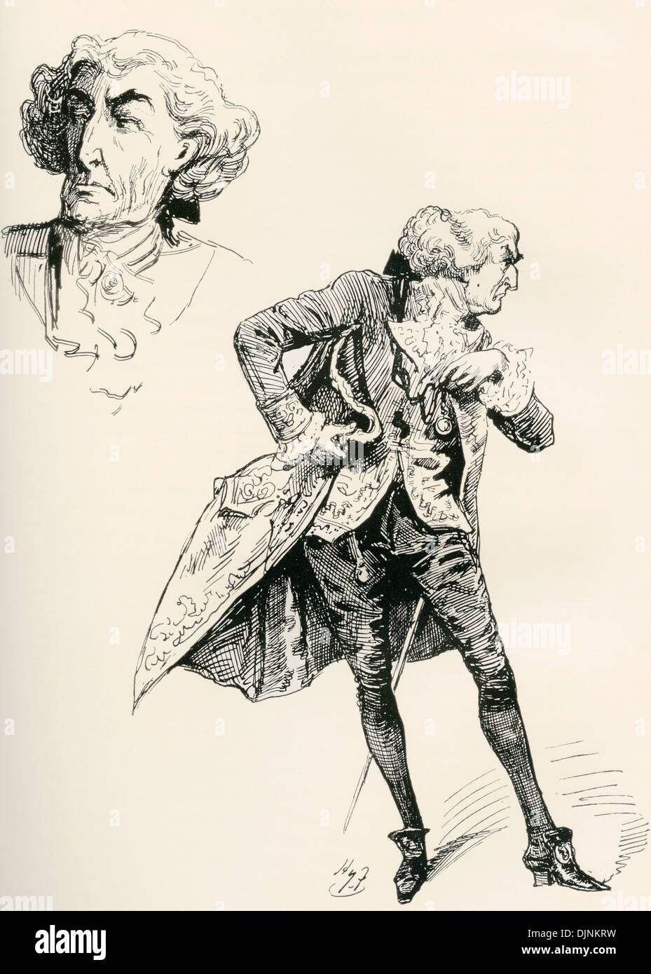 The Marquis. Illustration by Harry Furniss for the Charles Dickens novel A Tale of Two Cities Stock Photo