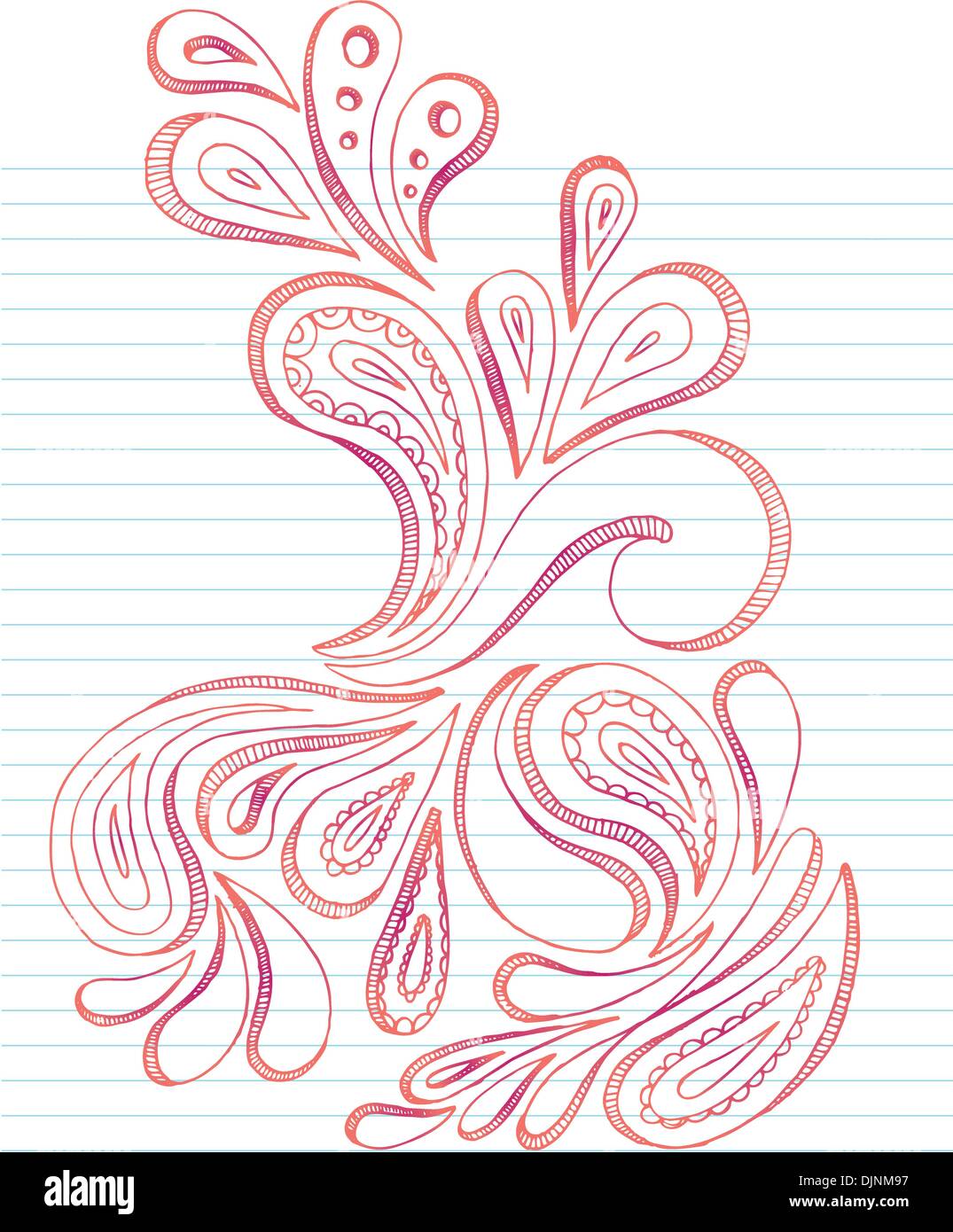 Paisley doodle on lined paper Stock Vector Image & Art Alamy