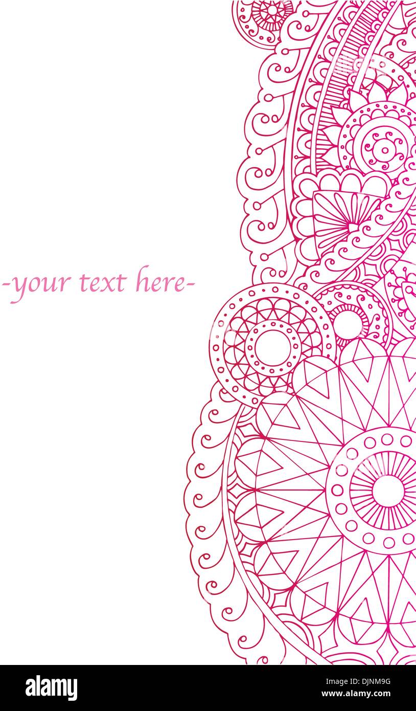 Detailed side henna with text area. Stock Vector