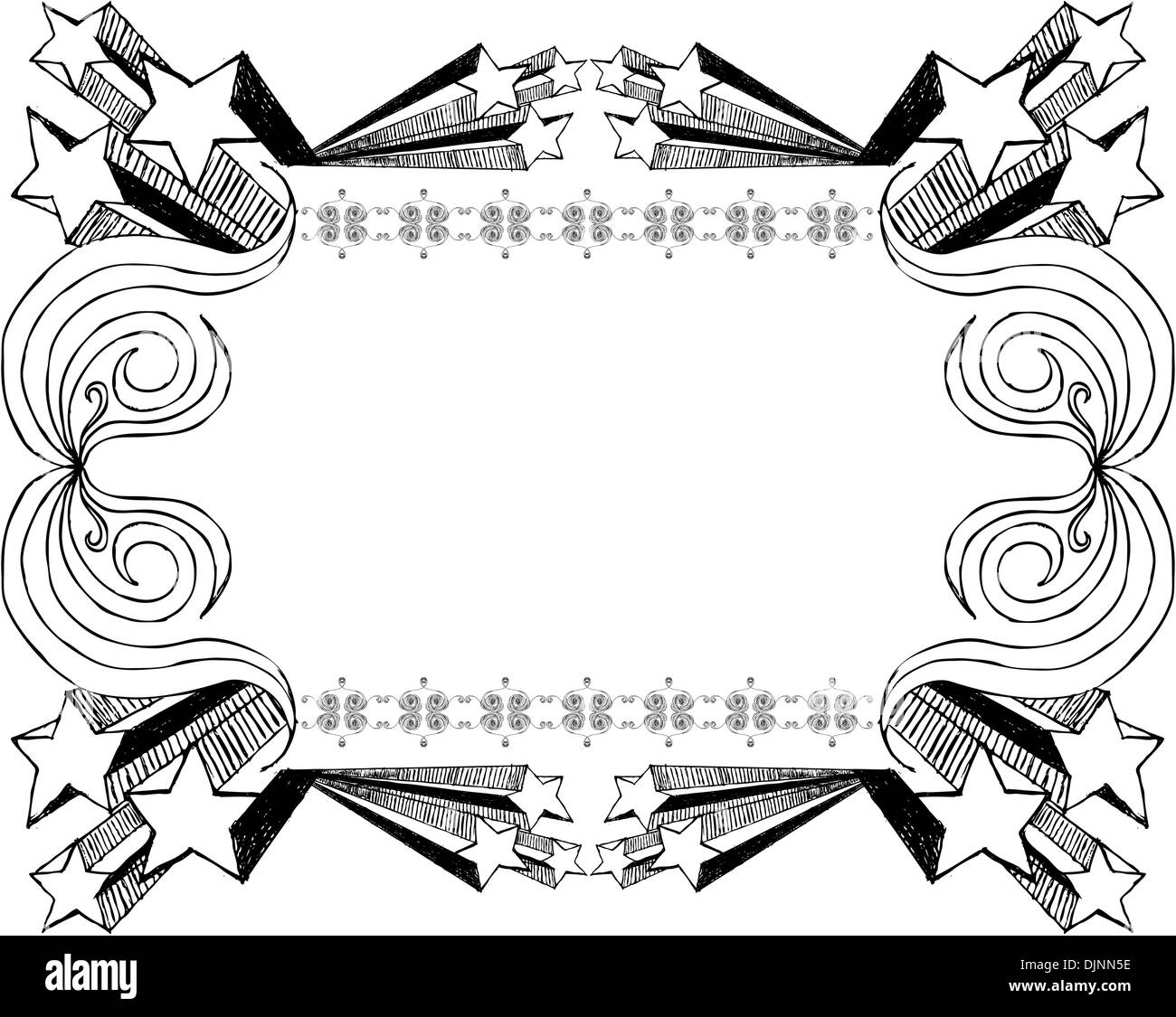 Hand drawn frame. All elements on separate layers, easily edited. Stock Vector