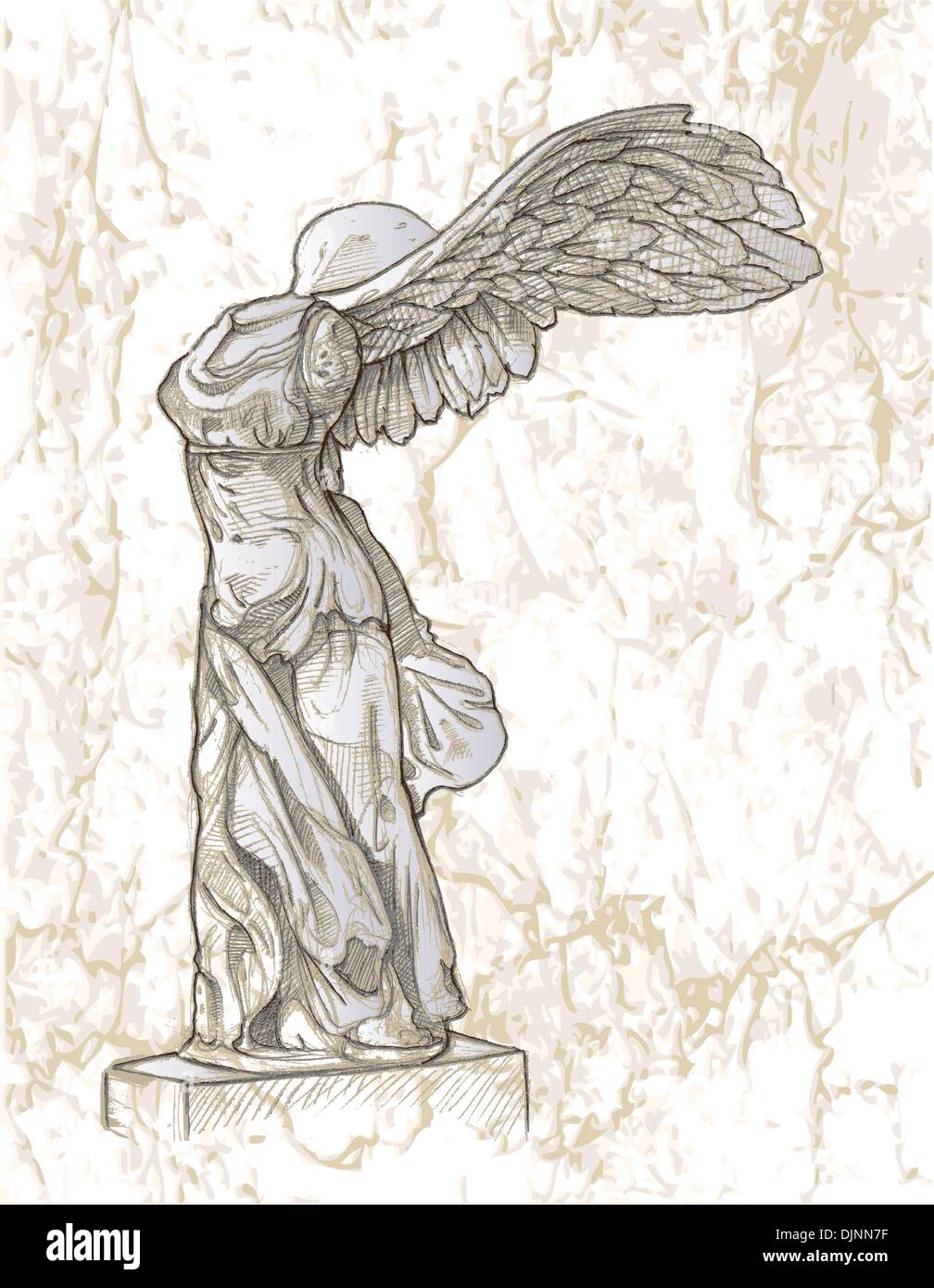 erectie Slapen Sluit een verzekering af Hand drawn statue of Nike of Samothrace Stock Vector Image & Art - Alamy