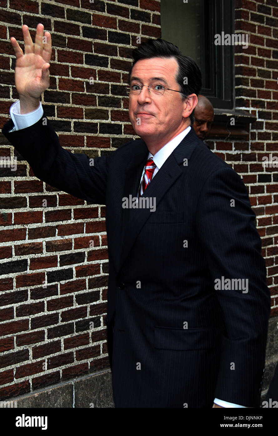 Stephen Colbert Celebrities arrive at Ed Sullivan Theater for 'The Late Show with David Letterman' Featuring: Stephen Colbert Stock Photo
