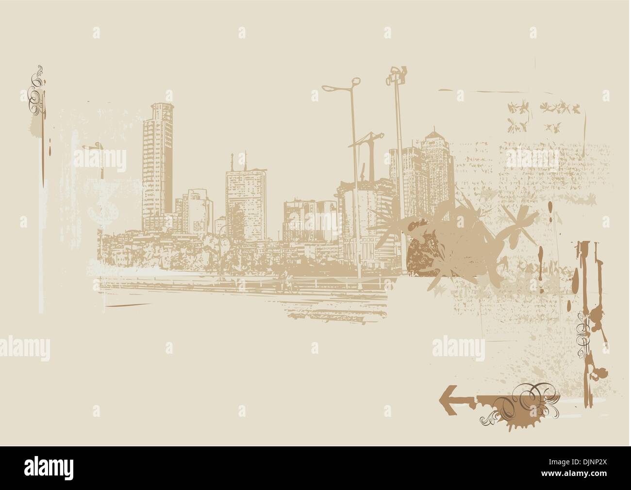 Big City - Grunge styled urban background. Vector illustration Stock ...