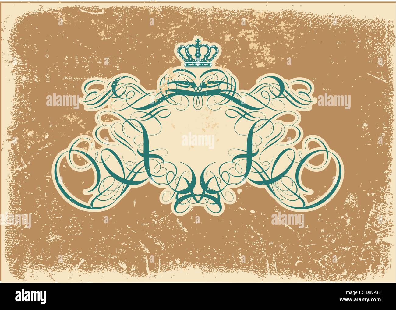 An heraldic titling frame, blank so you can add your own images. Grunge background .  Vector illustration. Stock Vector