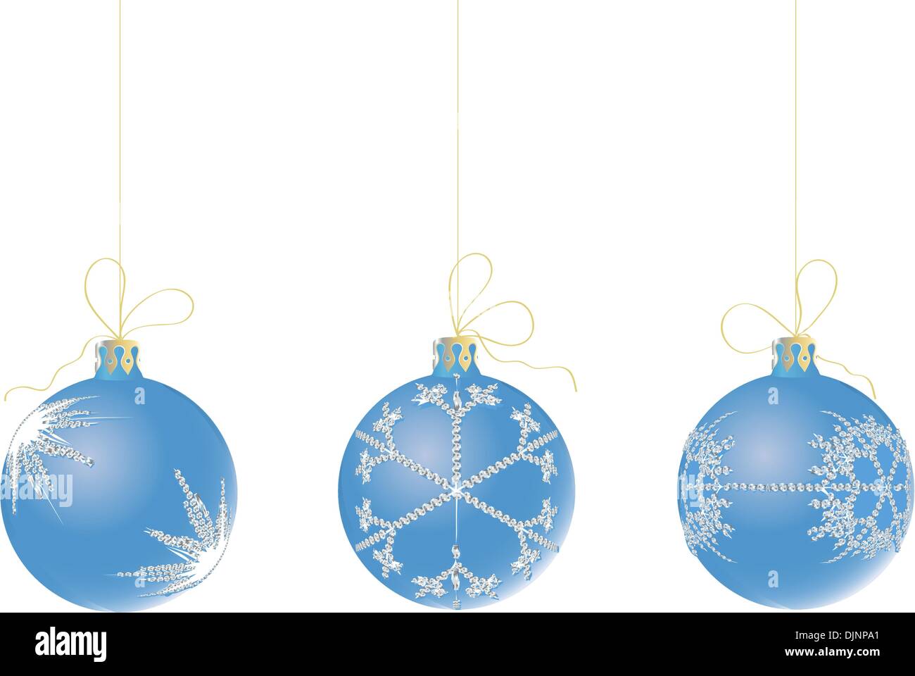 Vector Illustration of three Christmas Balls decorated with snowflake ...