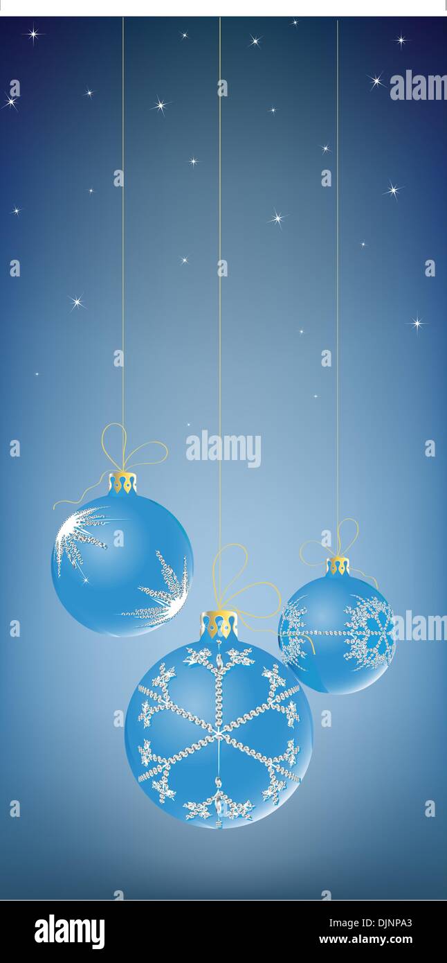 Vector Illustration of three Christmas Balls decorated with snowflake ...