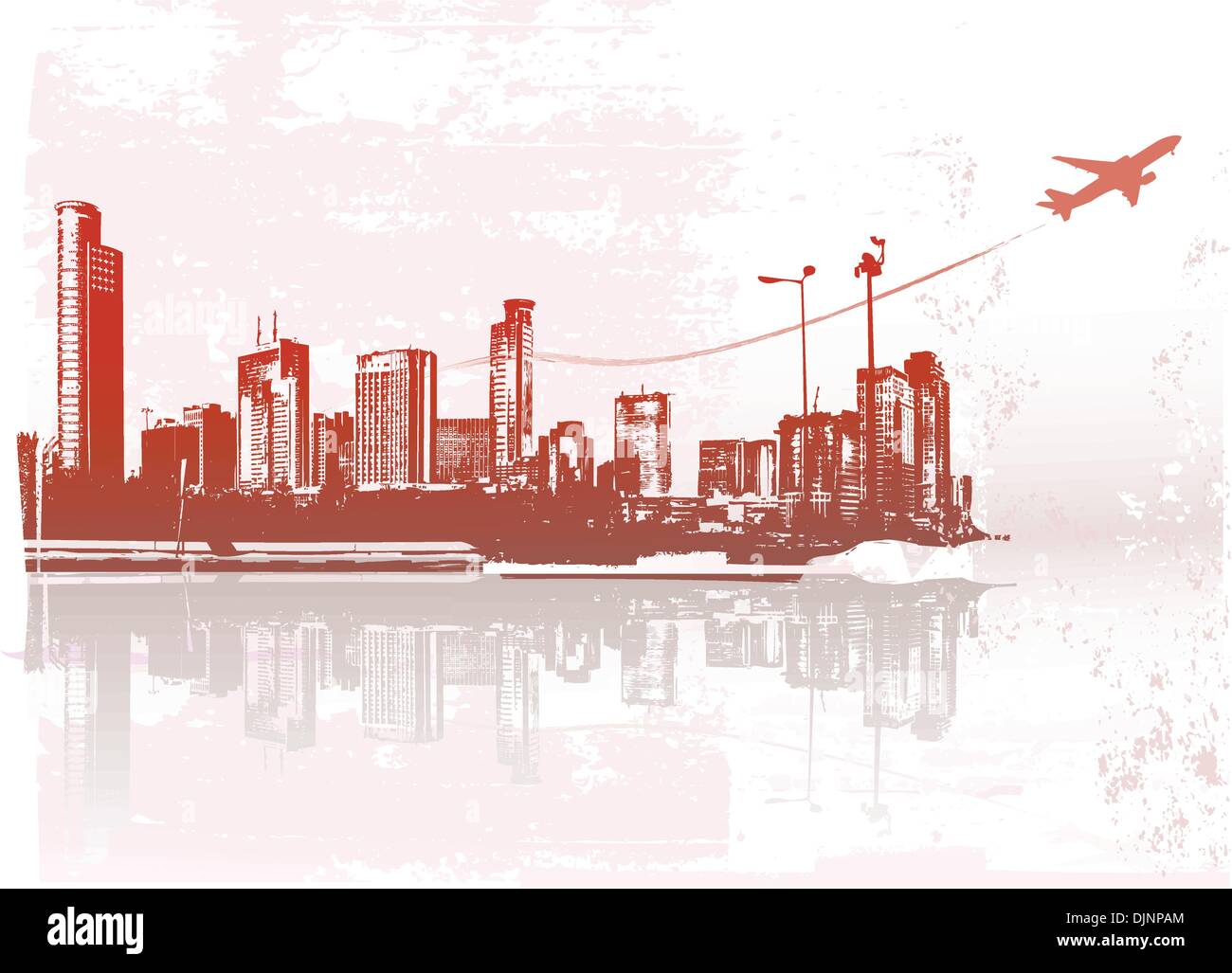 Big City - Grunge styled urban background. Vector illustration Stock ...