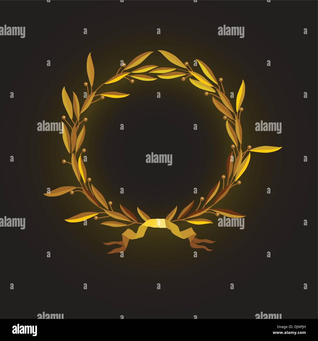Vector illustration – gold laurel wreath with ribbon on black ...