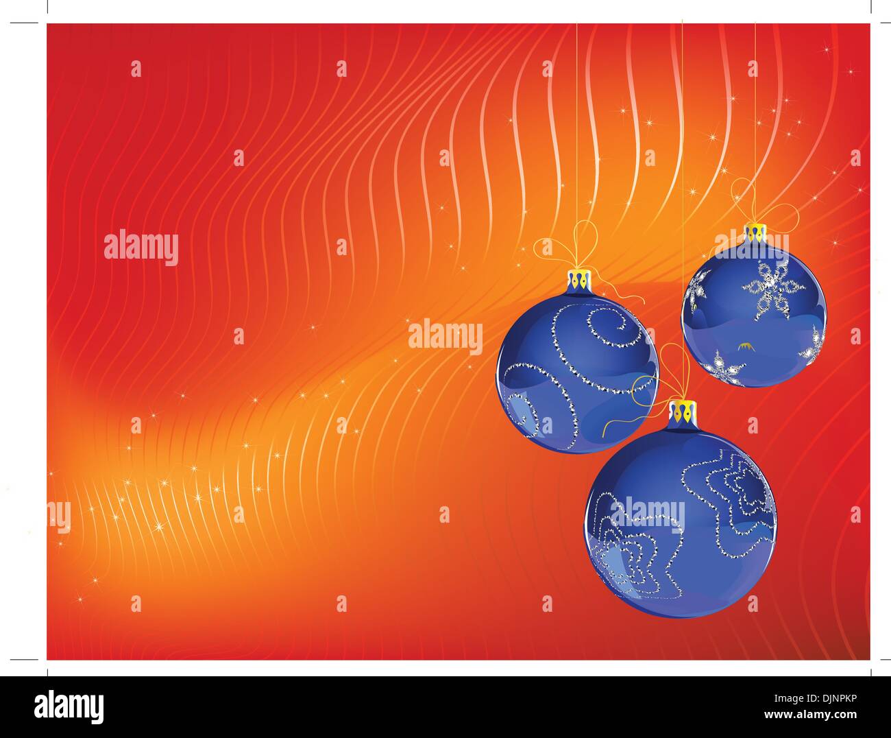Vector Illustration of three blue Christmas Balls decorated with ...