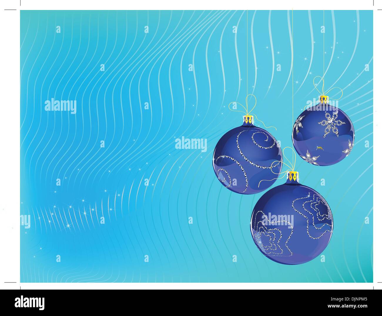 Vector Illustration of three blue Christmas Balls decorated with ...