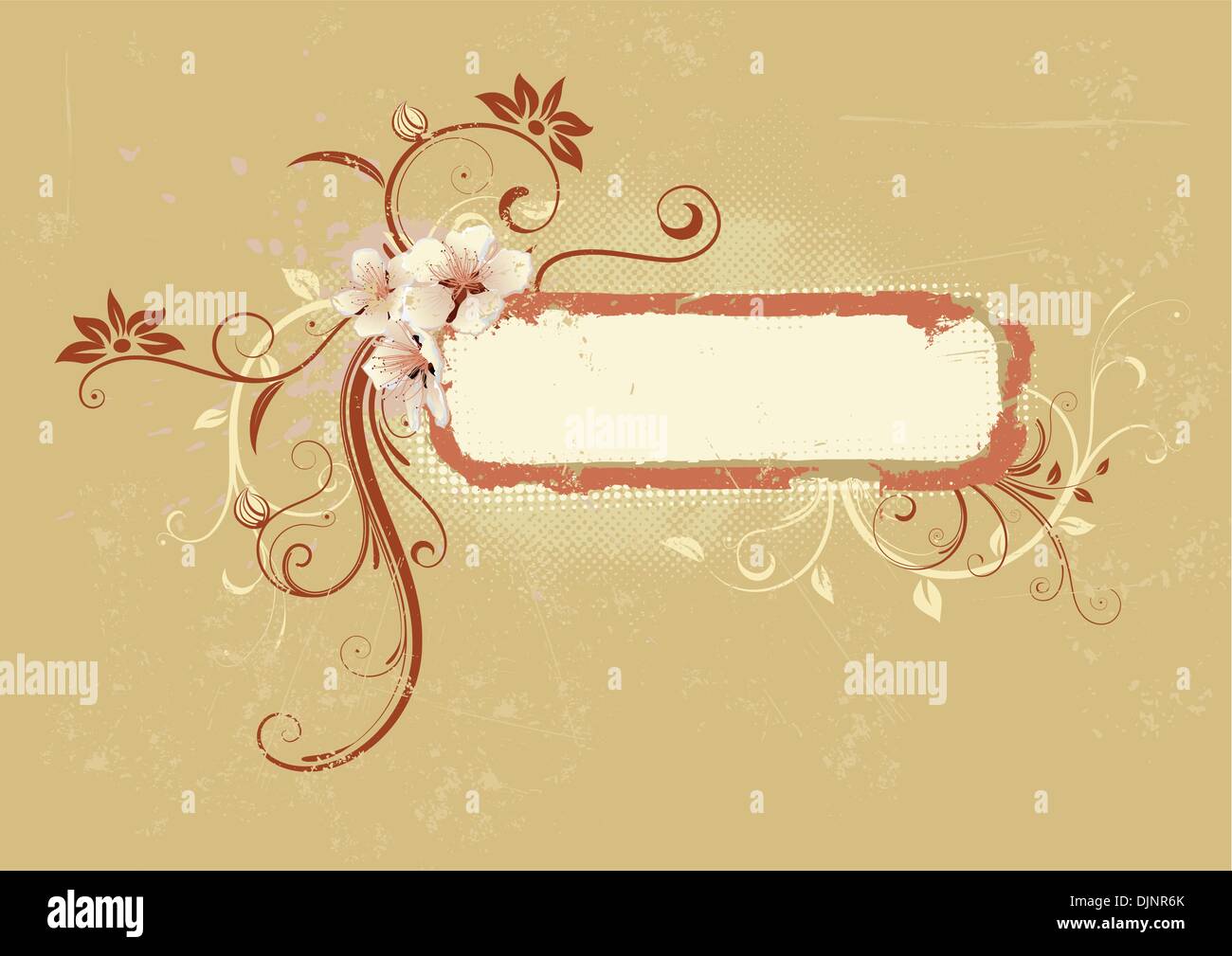 Vector illustration of Grunge Floral Decorative frame Stock Vector ...