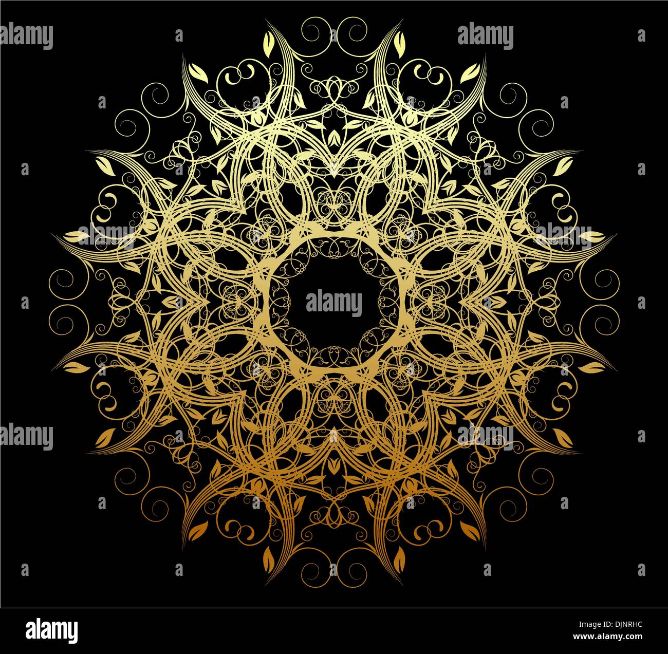Vector illustration of abstract golden floral and ornamental element ...