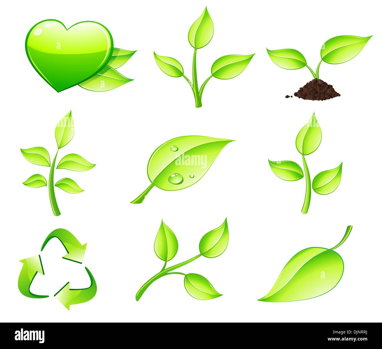 Vector illustration of green ecology nature floral icon set Stock ...