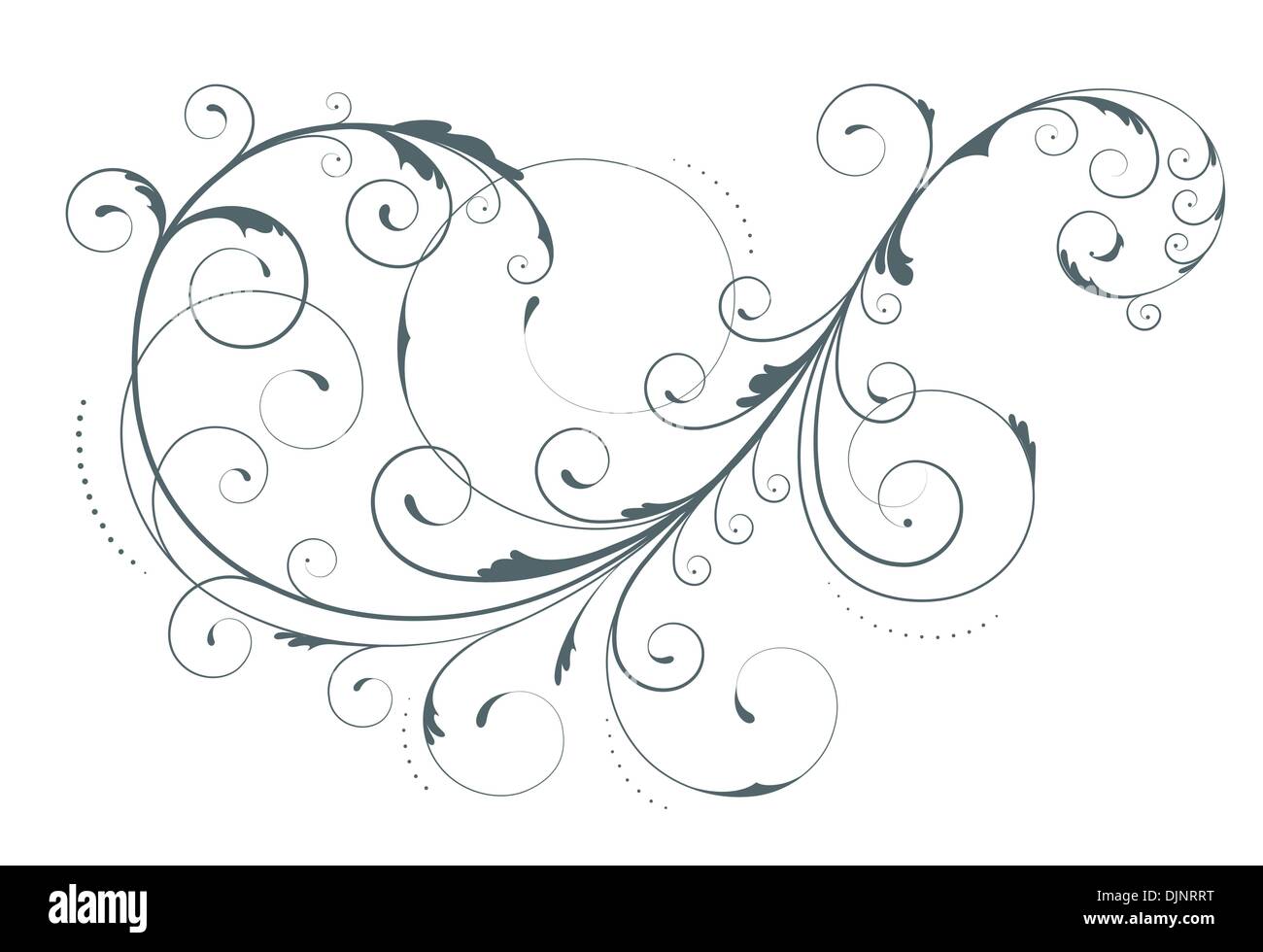Vector illustration of swirling flourishes decorative floral element ...