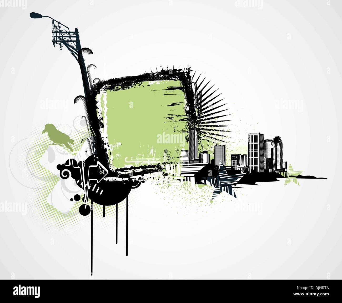Vector illustration of urban background with Design elements over ...