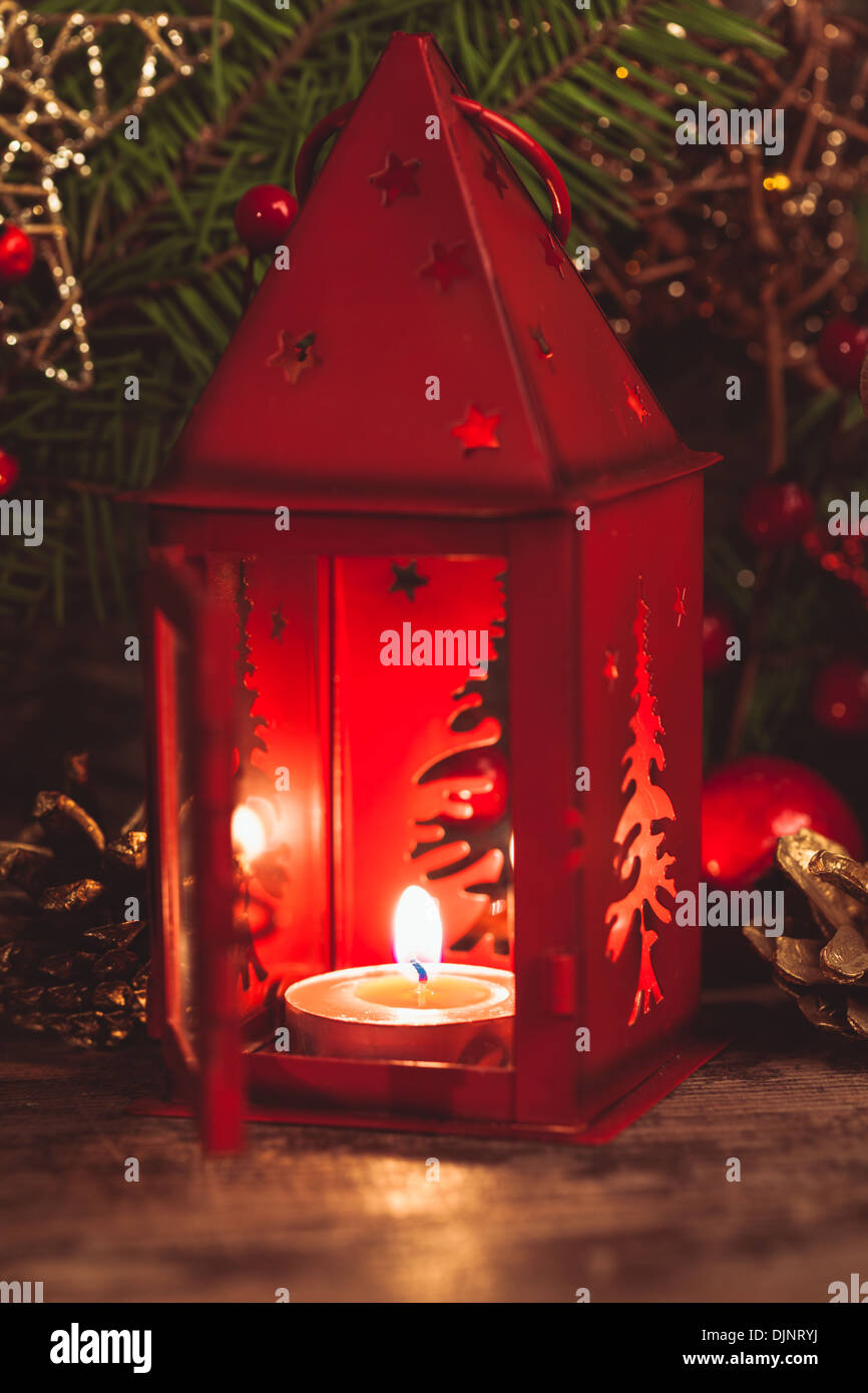 Red christmas candlestick Stock Photo Alamy