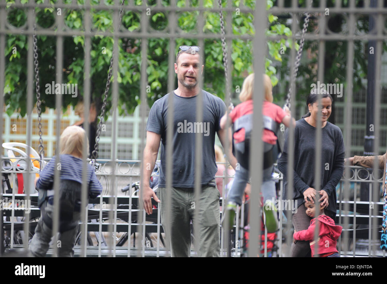 Naomi Watts and Liev Schreiber seen having a family play day at park in(02)