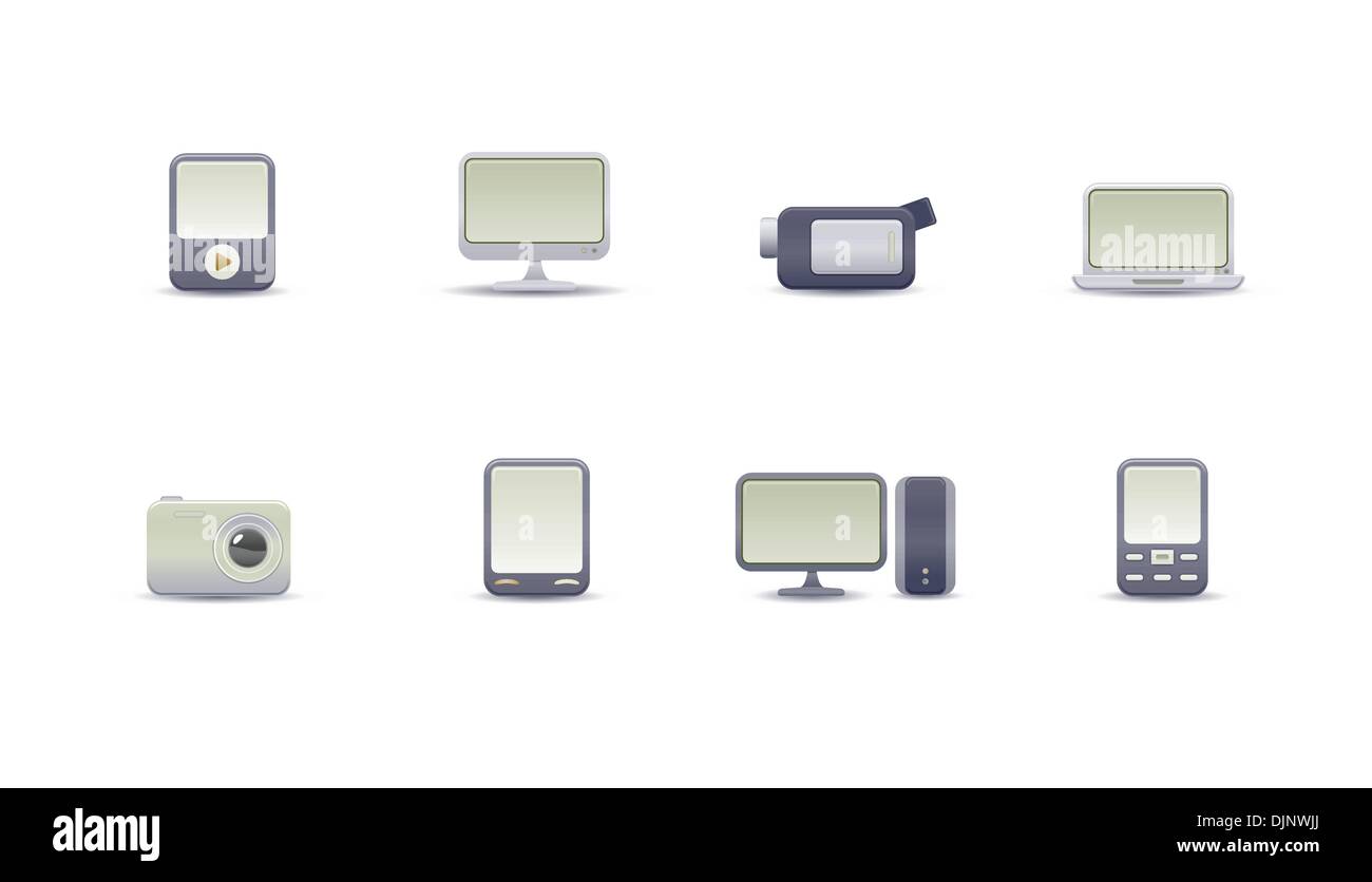 Vector illustration – set of elegant simple icons for common digital ...