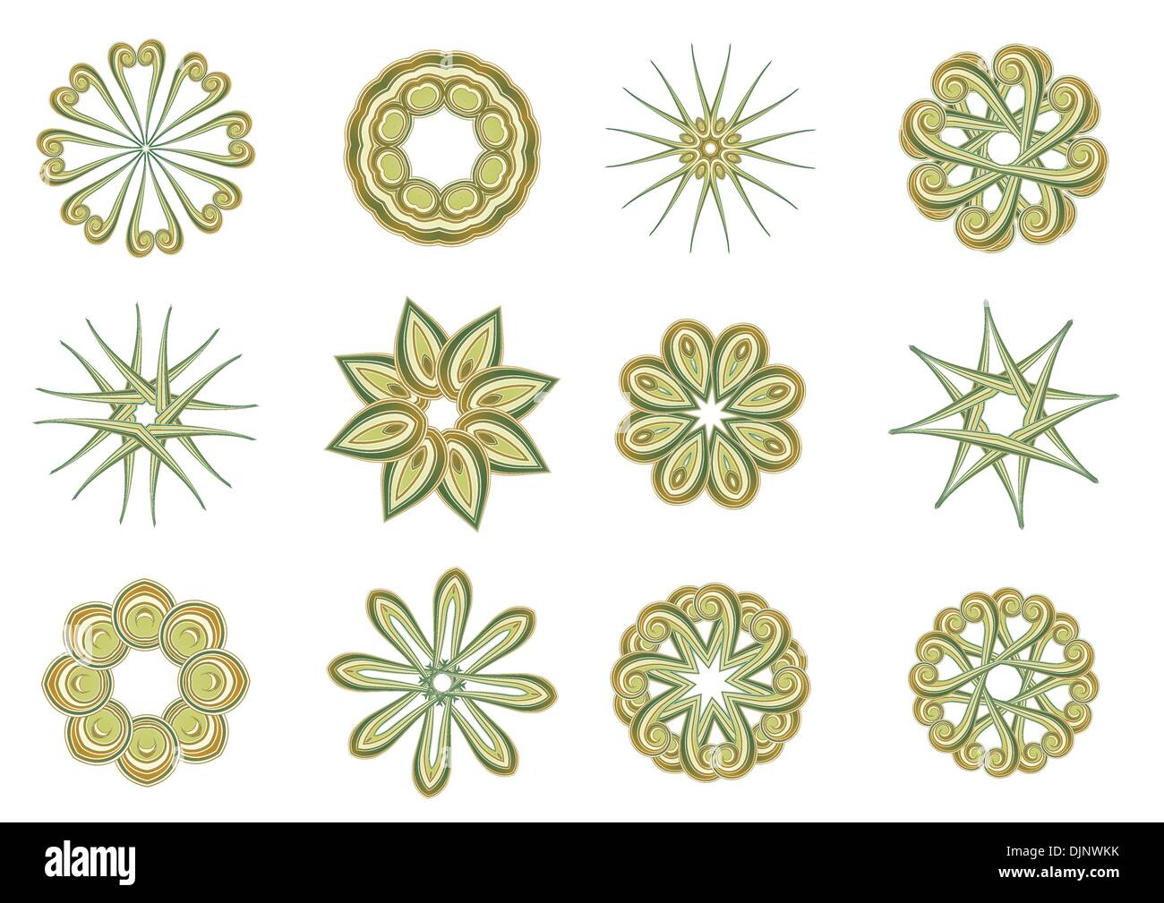 Vector illustration set of abstract floral and ornamental elements ...