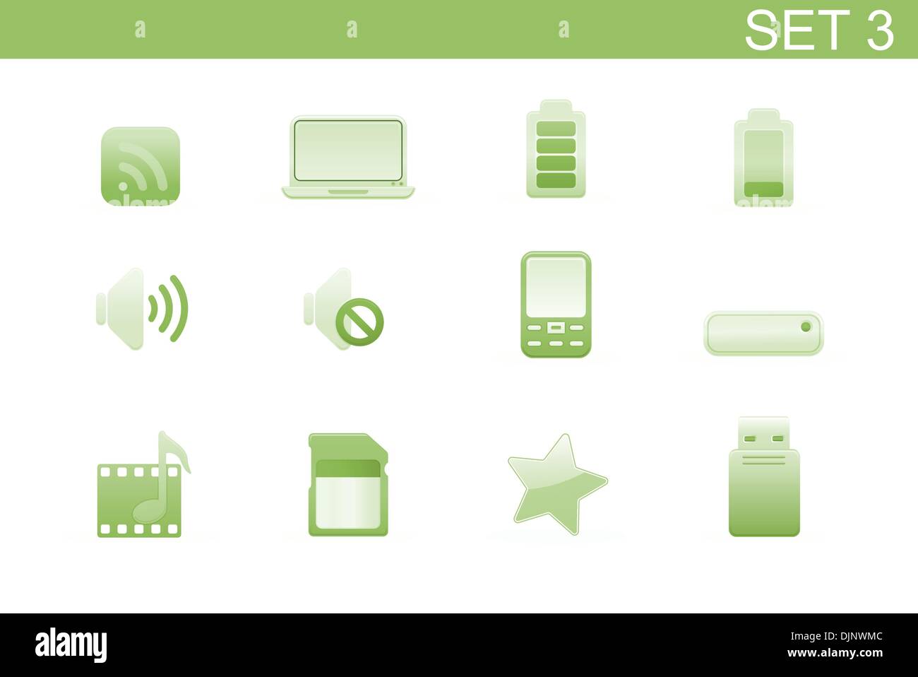 Vector illustration – set of elegant simple icons for common computer and media devices functions.Set-3 Stock Vector