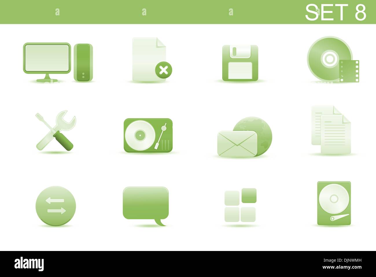 Vector illustration – set of elegant simple icons for common computer ...
