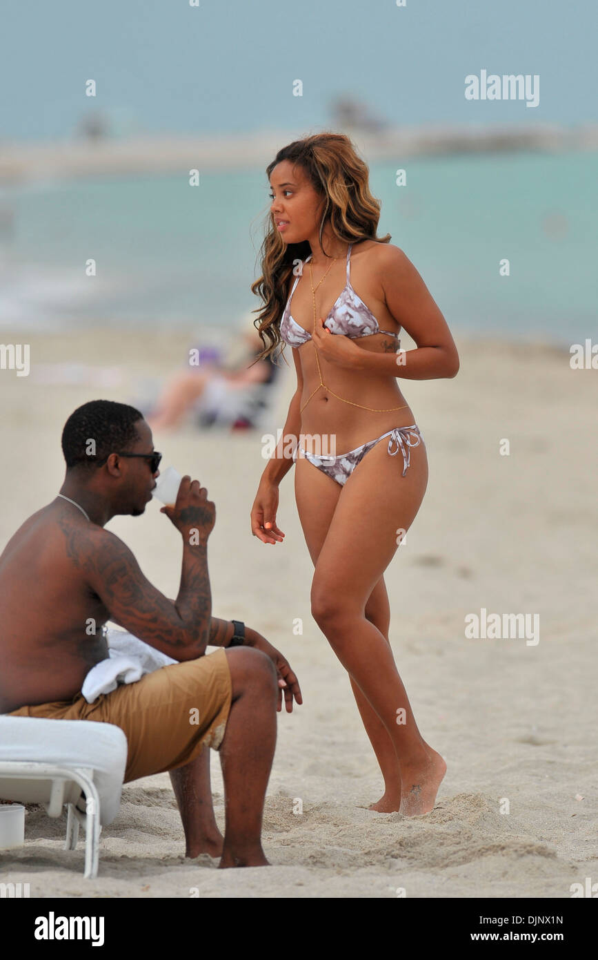 Angela Simmons seen on the beach wearing a small bikini. Miami, Florida -  16.05.12 Stock Photo - Alamy