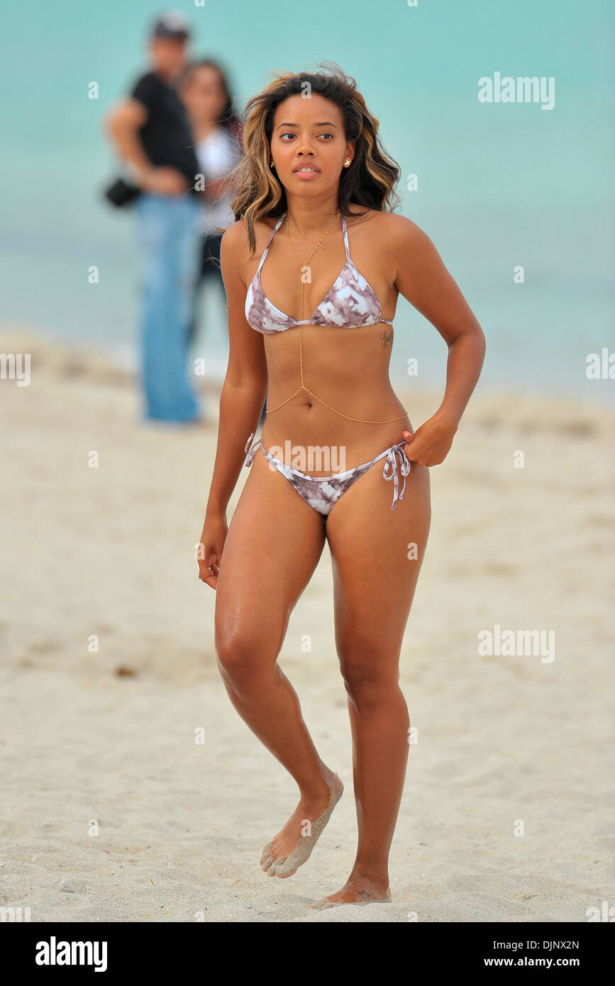 Angela Simmons seen on the beach wearing a small bikini. Miami, Florida -  16.05.12 Stock Photo - Alamy