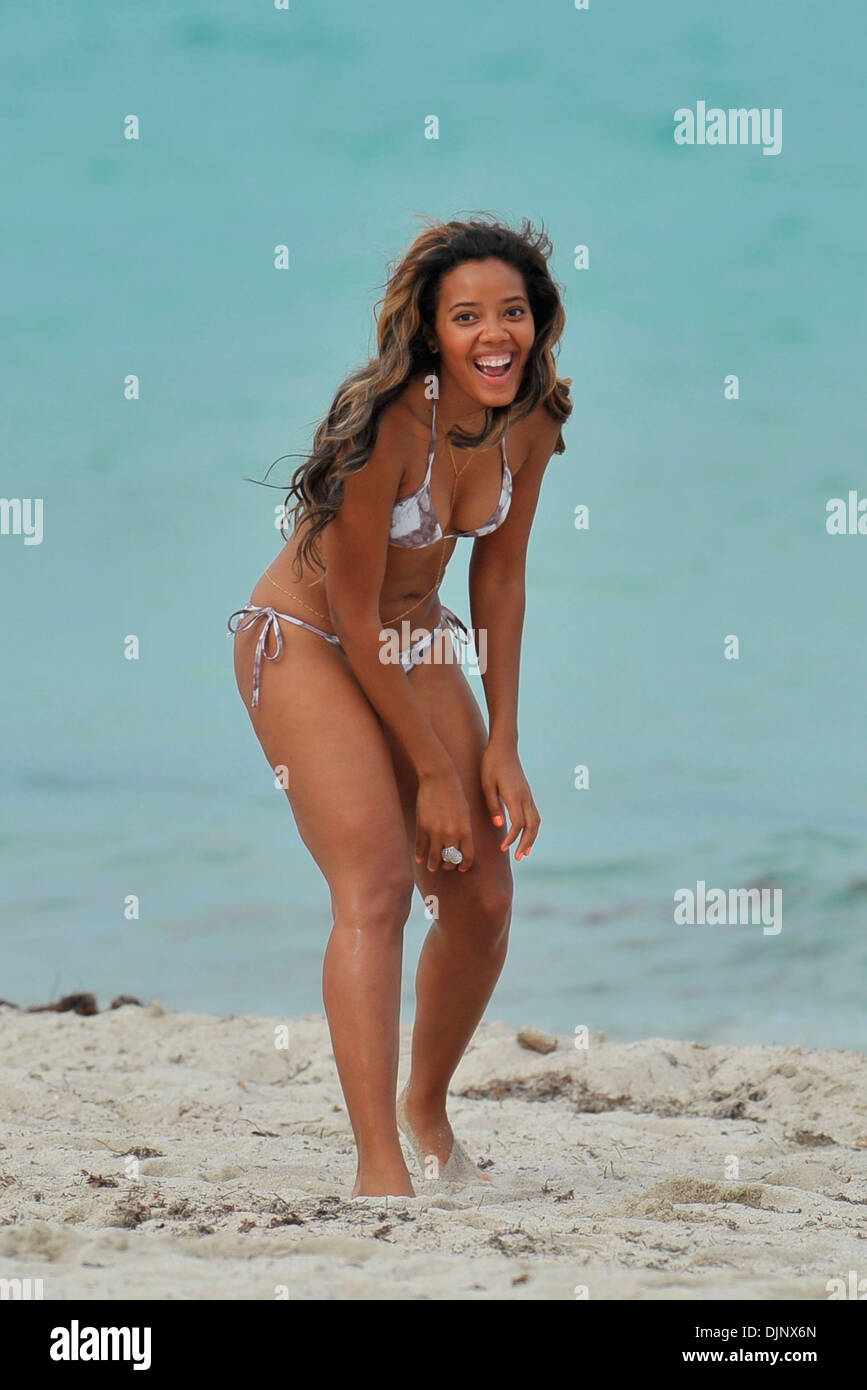 Angela Simmons seen on the beach wearing a small bikini. Miami, Florida -  16.05.12 Stock Photo - Alamy