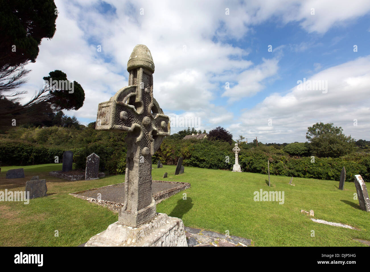 Ahenny North High Cross. has a mitre shaped cap-stone typical of other crosses in the Ossory group, Stock Photo