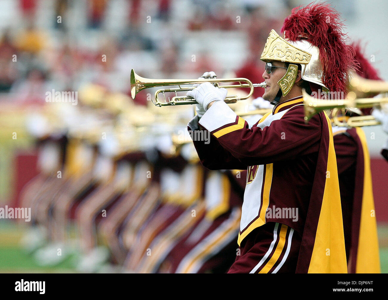 Apr. 10, 2008 - Los Angeles, California, U.S. - The USC marching band during a NCAA, PAC 10 football game as USC beat Cal 48-14 at the Los Angeles Memorial Coliseum on Saturday, October 16, 2010, in Los Angeles. (SGVN/Staff Photo by Keith Birmingham/SPORTS) (Credit Image: © San Gabriel Valley Tribune/ZUMApress.com) Stock Photo