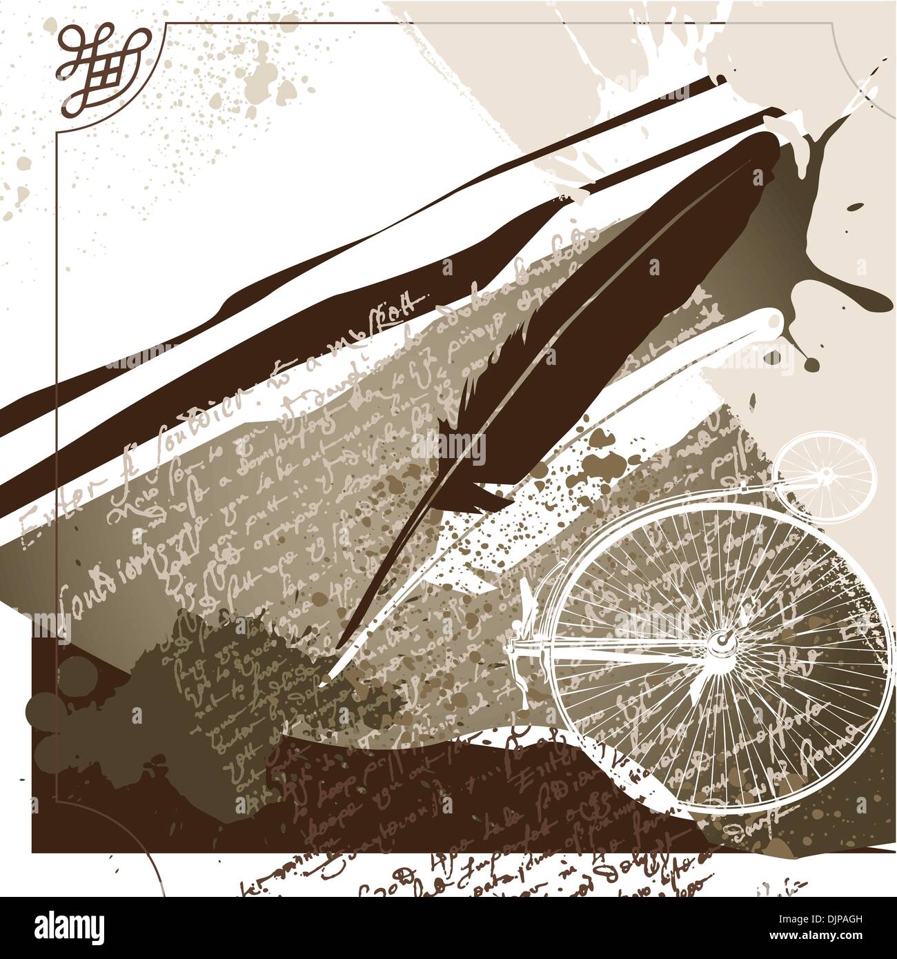 Artistic conceptual vintage background with feather Stock Vector