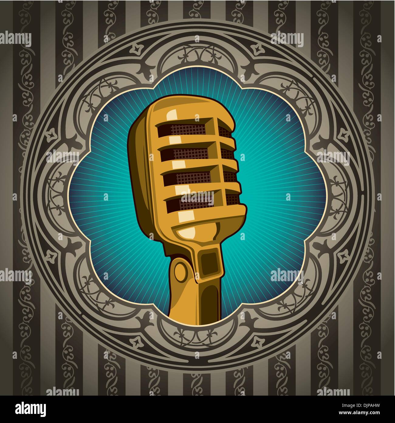 Artistic vintage background with old microphone Stock Vector Image
