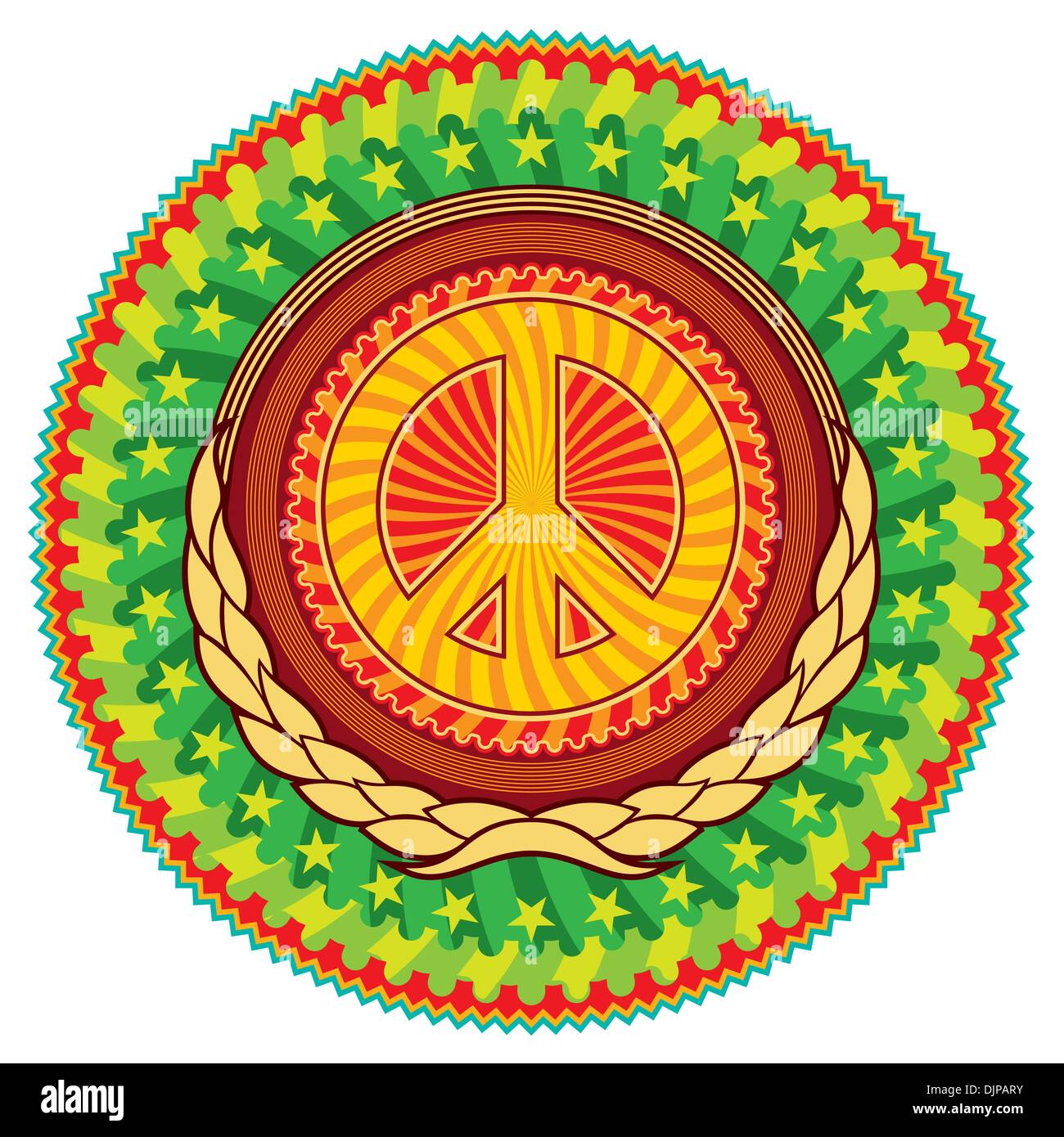 Download Colorful Psychedelic Hippie Emblem With Peace Sign Stock Vector Image Art Alamy