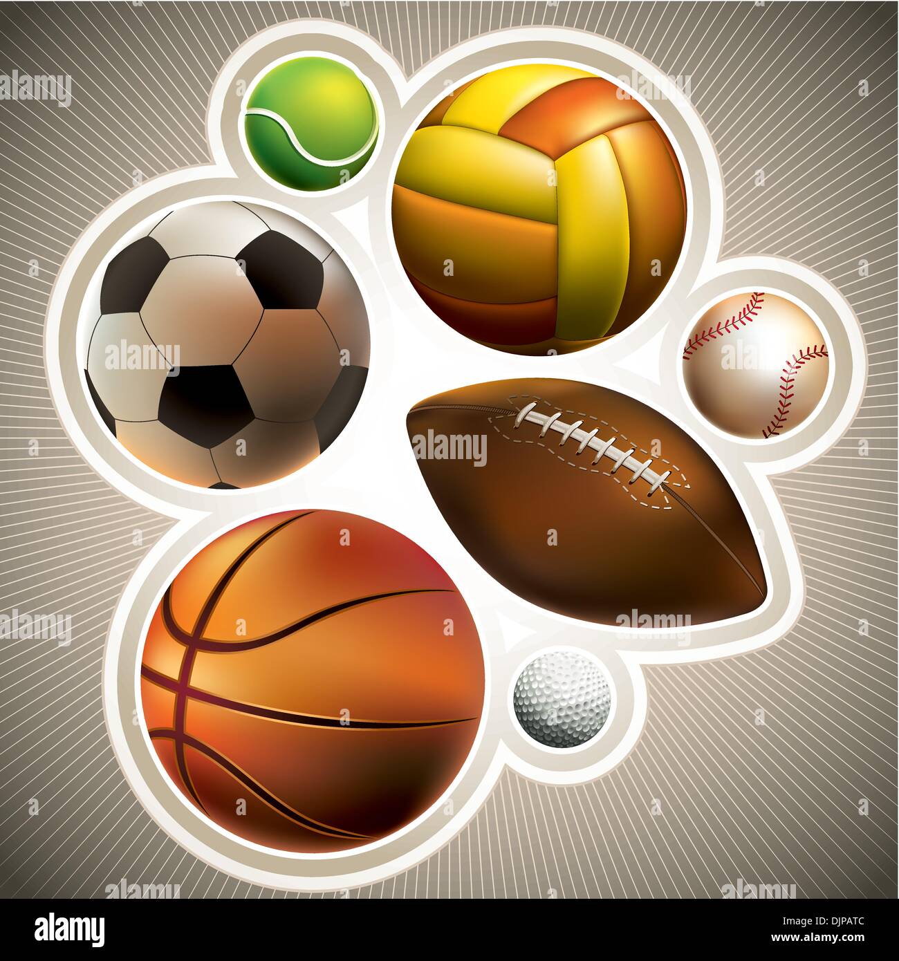 Composed set of different balls Stock Vector