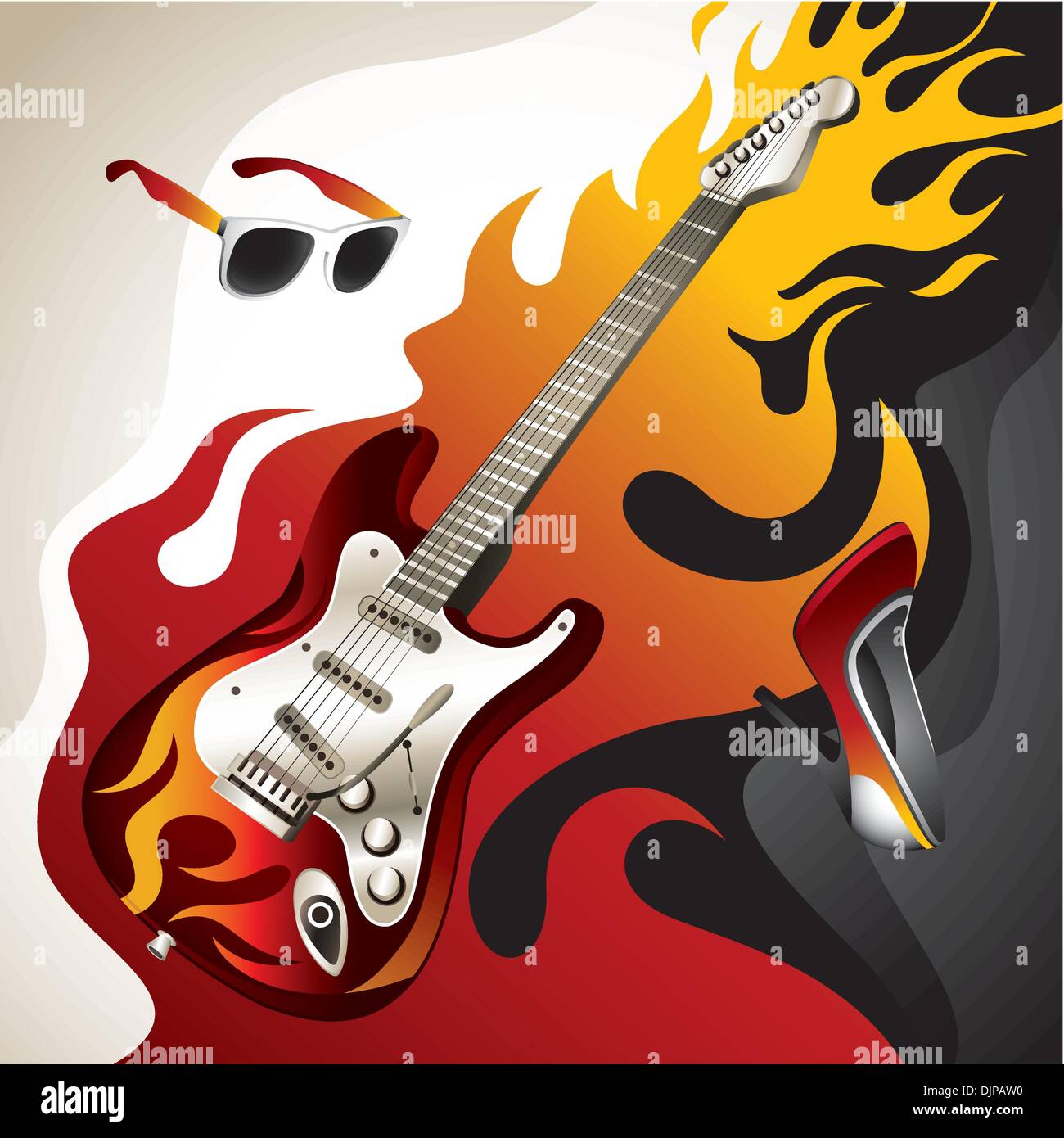 Conceptual background with electric guitar Stock Vector