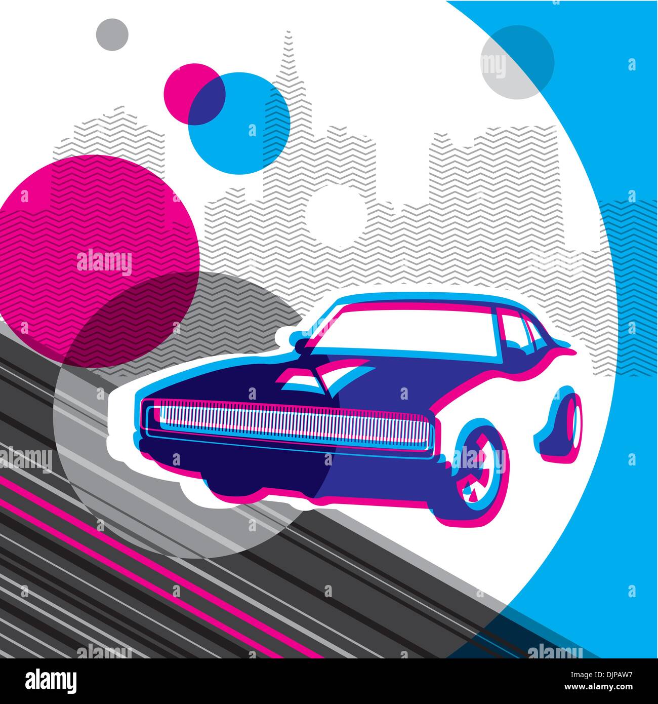 Conceptual colored graphic with designed urban elements Stock Vector
