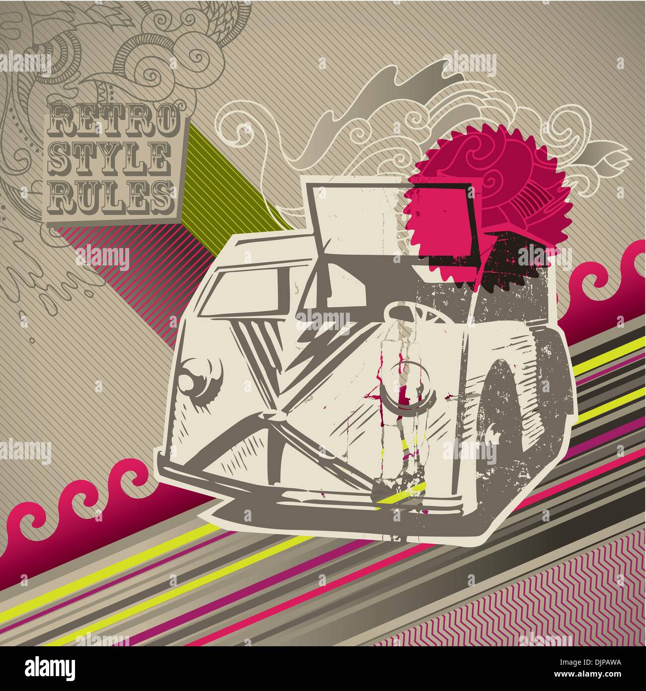 Conceptual designed artistic retro background Stock Vector