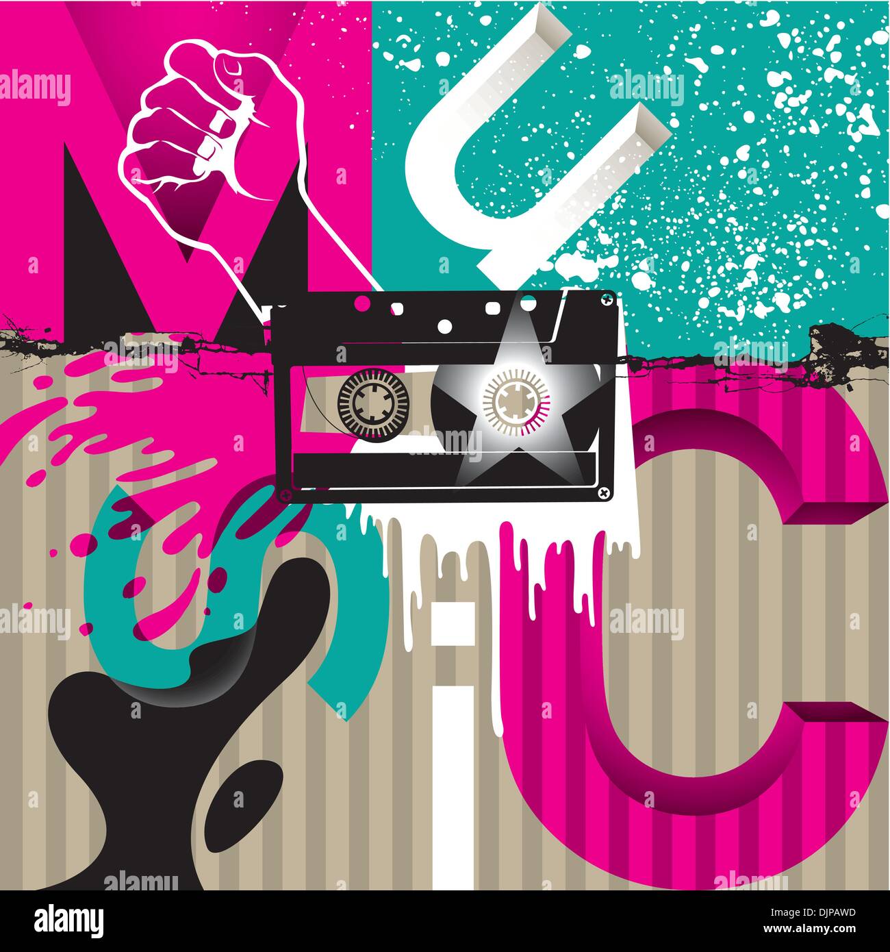 Conceptual designed music background with typography Stock Vector
